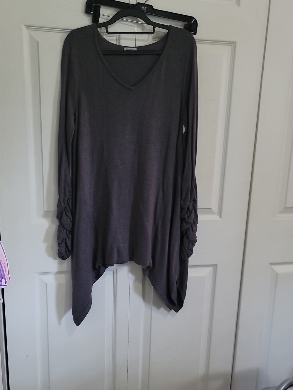 LEMON Light Knit Sweater Tunic Top Asymmetric Hem Sz L lagenlook layers